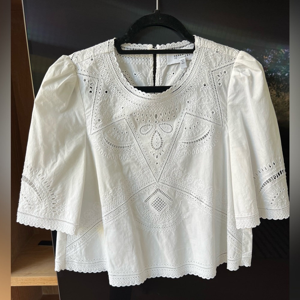 10 Crosby Derek Lam White Eyelet Blouse